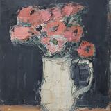 Nagao Usui painting "flowers with a white pitcher"