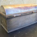 Silver-plated copper metal box with engraved decoration