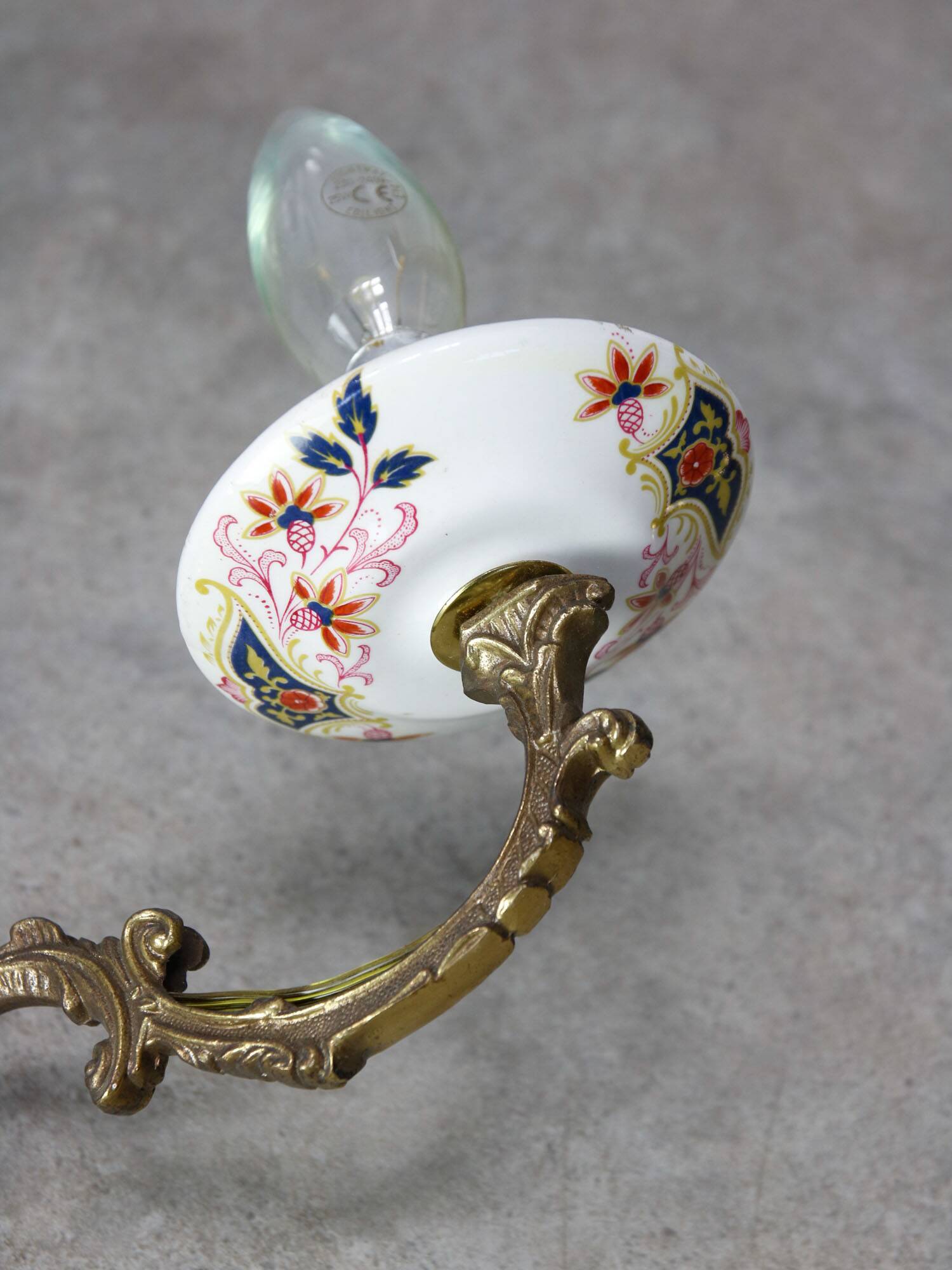Mid-Century Italian Brass and Ceramic Sconce, set of 2