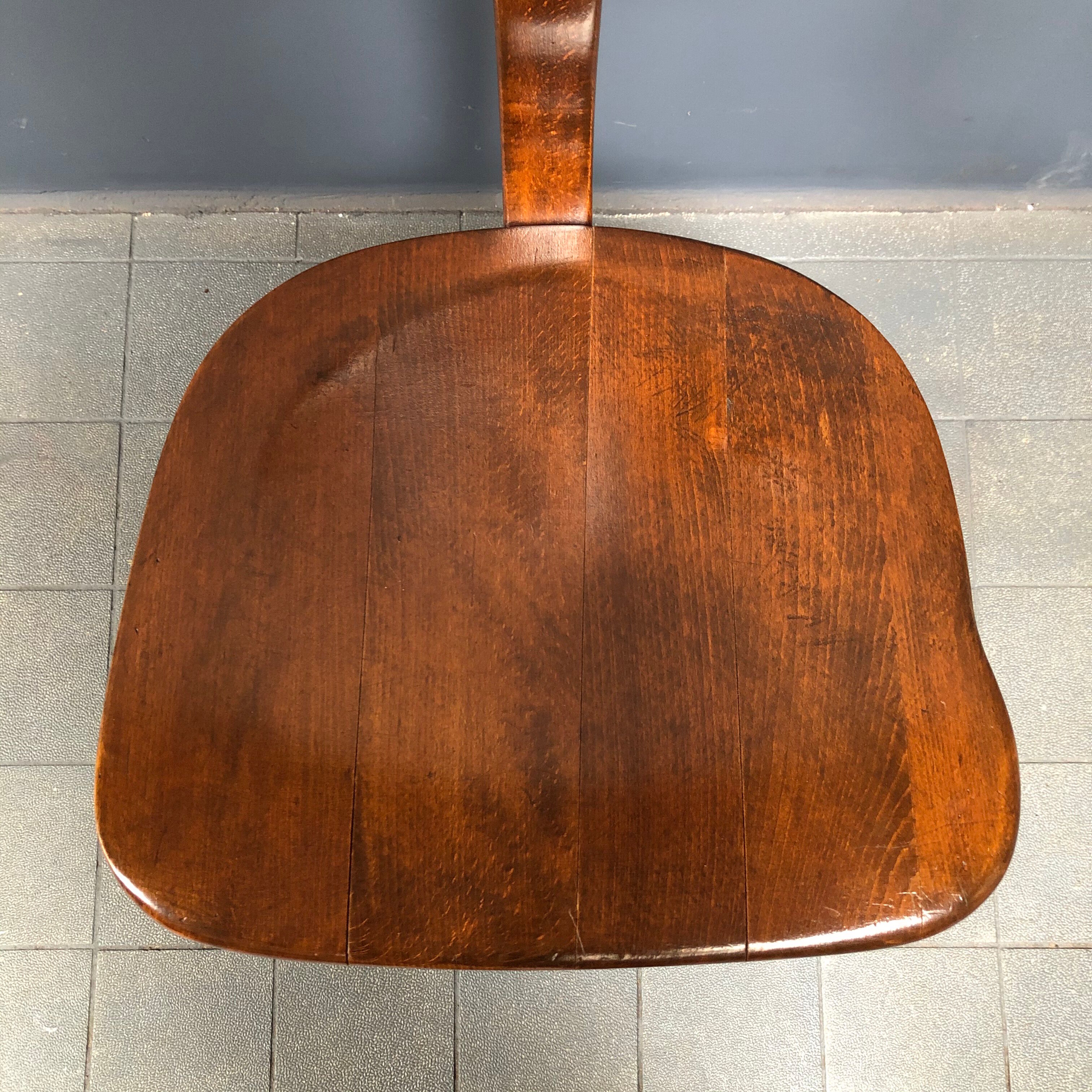 Brown beech wooden Albert Stoll atelier or desk chair from the 1920s