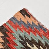 5x9 Faded Color Turkish Vintage Kilim Rug, 141x275Cm Geometric Style Kilim