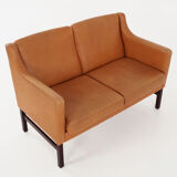 Leather two-seater sofa, 70s Scandinavian design