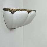 Vintage shell wall light, matte white plaster and gold, France, 1970.