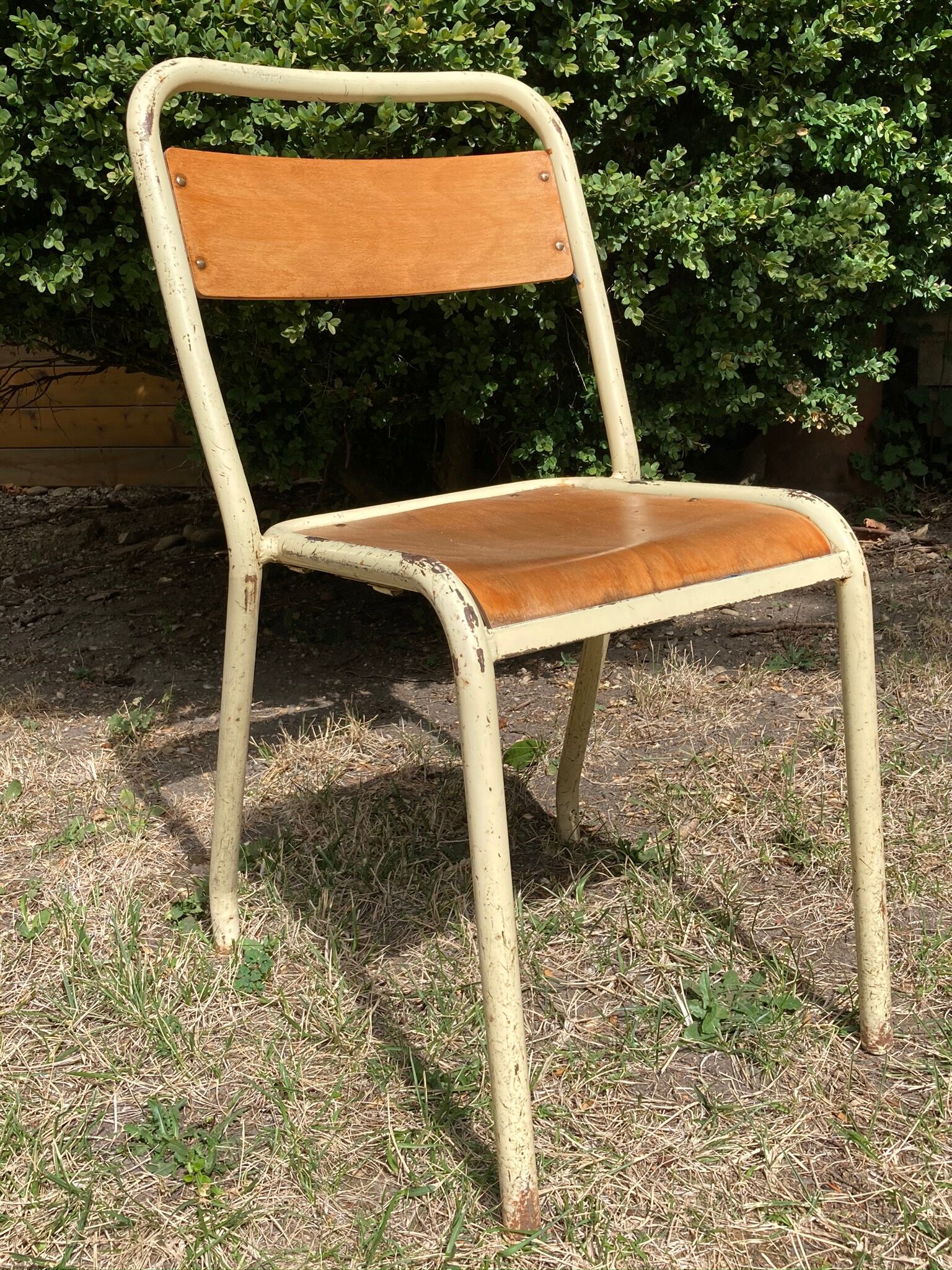Set of 6 Chairs Tolix School Cream