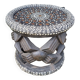 African bamileke coffee table decorated with cowries and coins