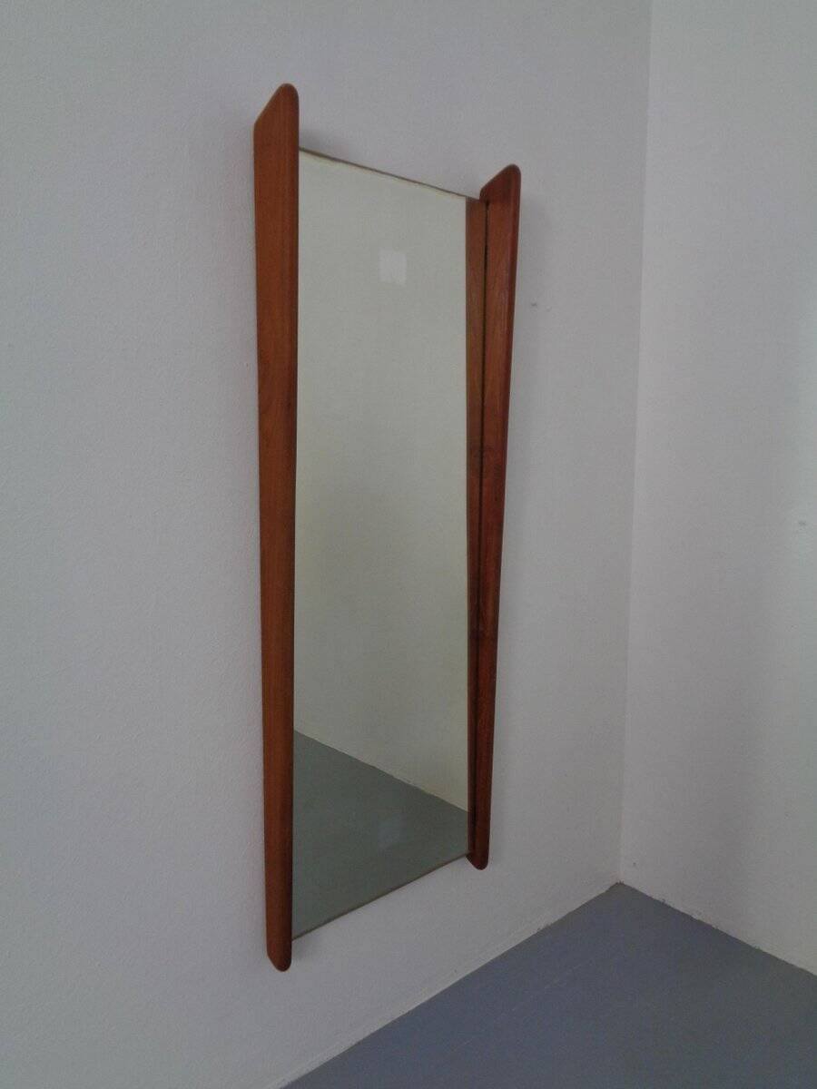 Large teak mirror by Uno & Östen Kristiansson for Luxus, Sweden, 1960s.