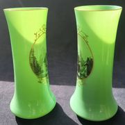 Pair of 19th century green opaline vases