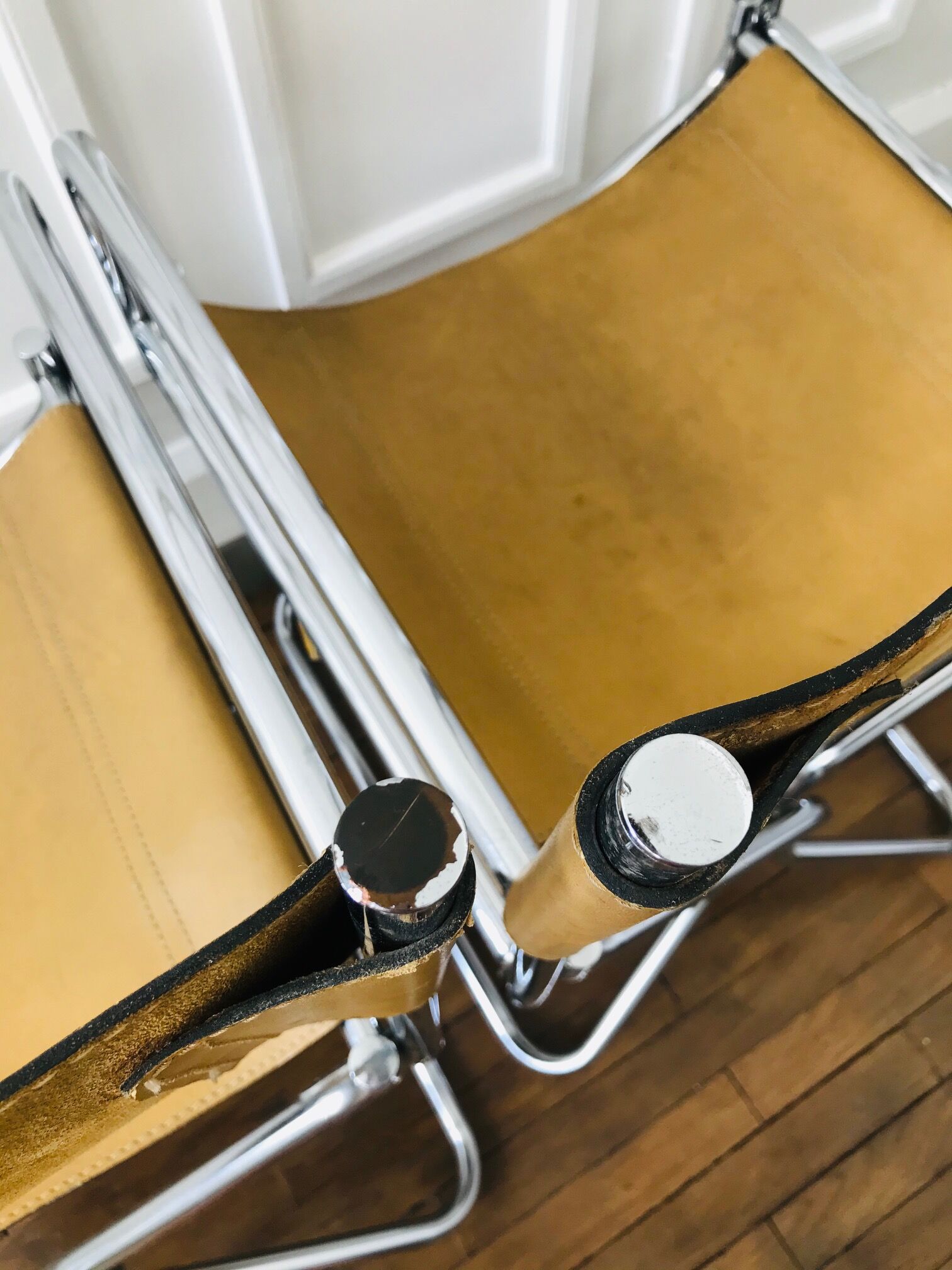 Pair of Lafuma armchairs in 1970s brown skai