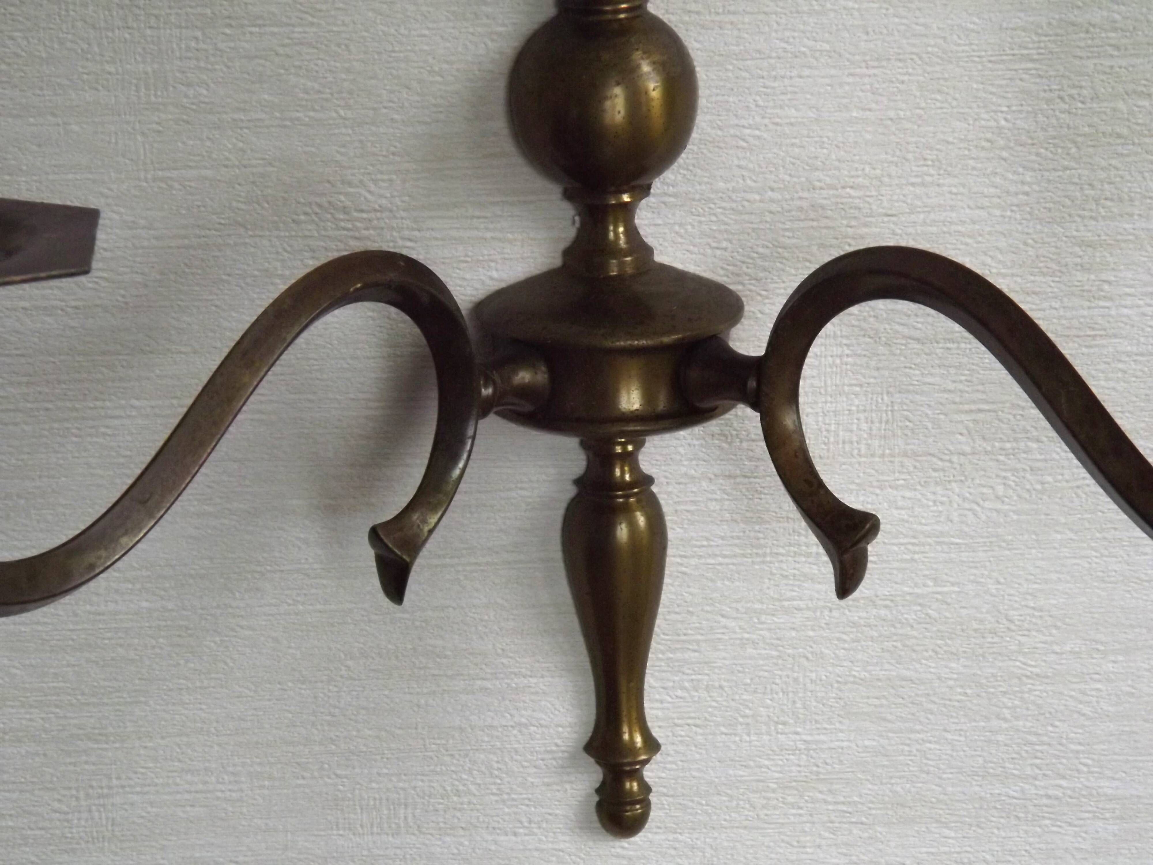 Pair of Double French Vintage Bronze Effect Metal Flemish Wall Lights