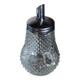 Vintage sugar bowl in chiseled glass Metal pourer