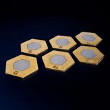 Set of 6 brutalist coasters by David Marshall, Spain, 1970