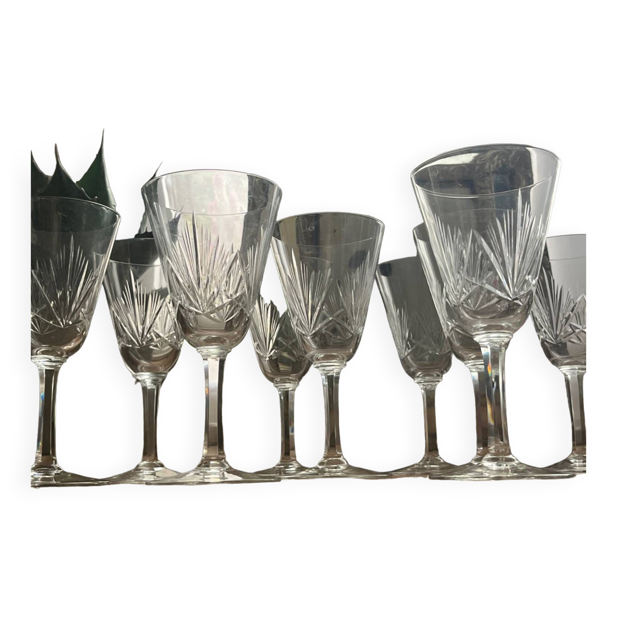 Cut crystal wine glasses