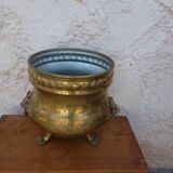 Antique lion heads brass pot cover
