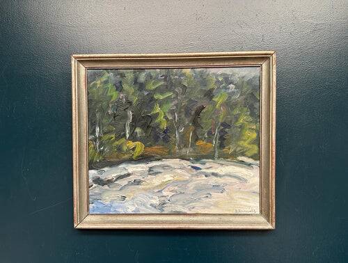 Huile sur toile originale suédoise – “Vinterlandskap” par Bertil Lindecrantz