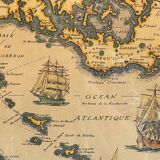 Carte marine océan atlantique vintage, encadrée