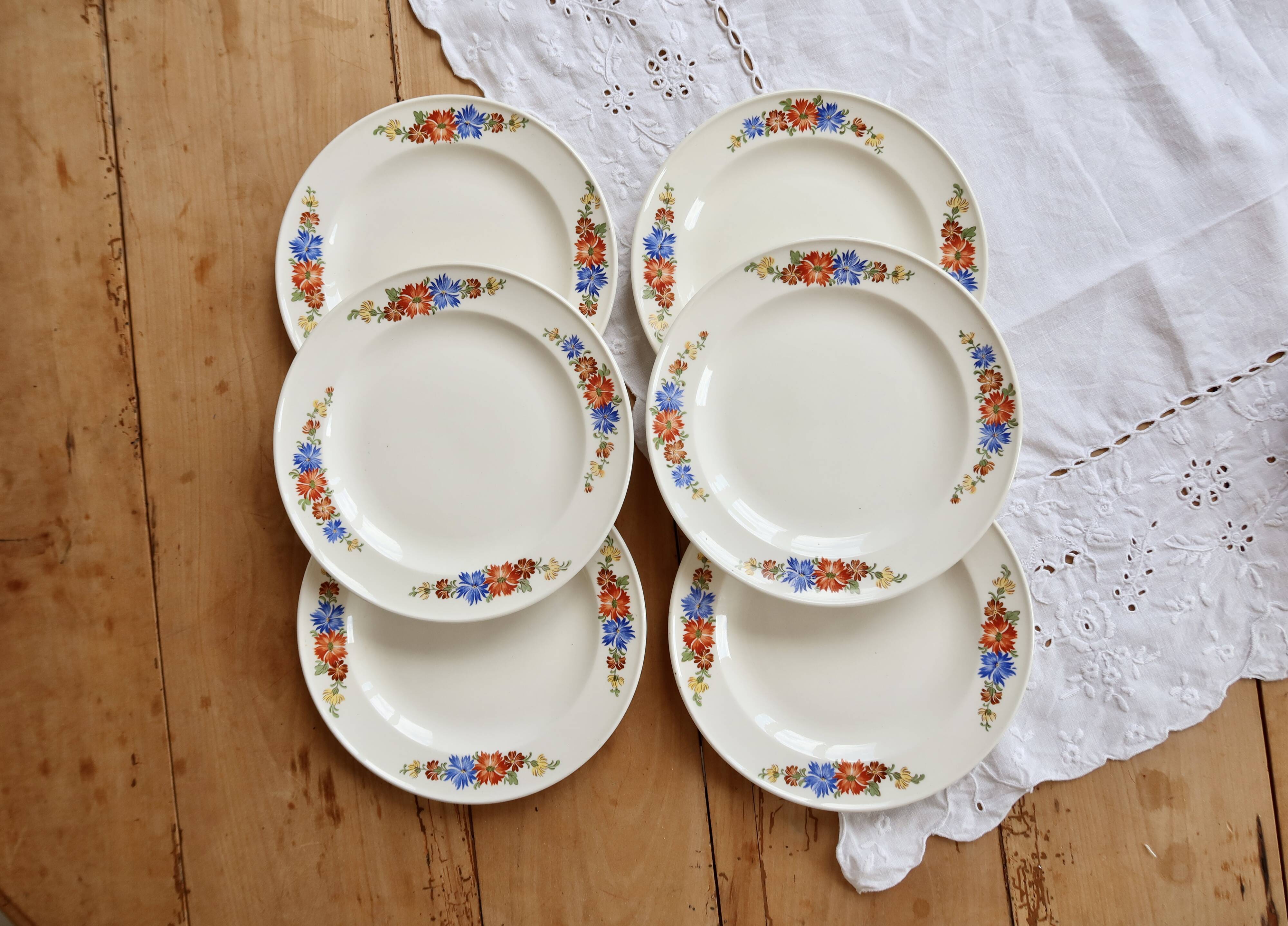 6 dessert plates earthenware Royal Sphinx Maastricht - Floral pattern
