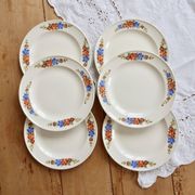 6 assiettes à dessert faïence Royal Sphinx Maastricht - Motif fleuri