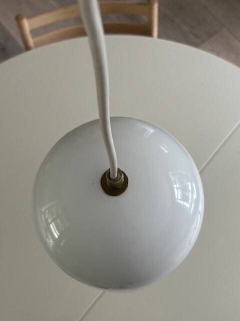 White metal pendant light - suede from the 70s/80s
