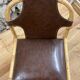 Chaise vintage en rotin et bambou et cuir marron