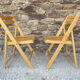 Series of 4 folding chairs in solid beech