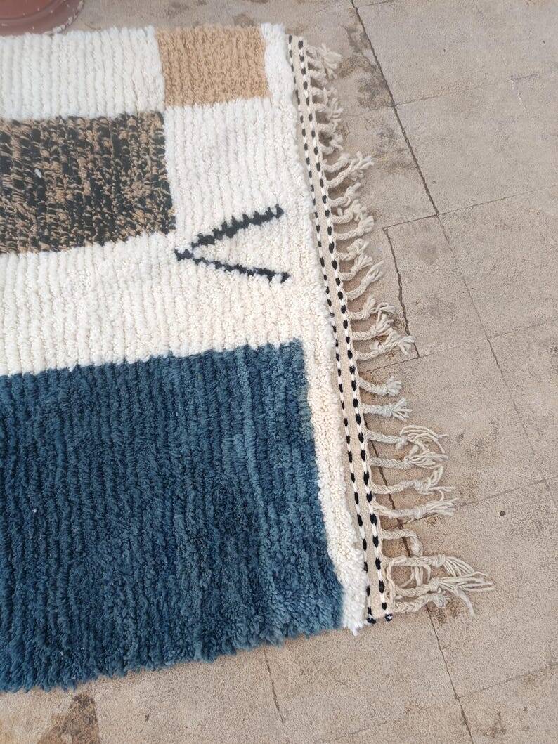 Tapis marocain gris fait main, tapis berbère en laine 150/250 cm