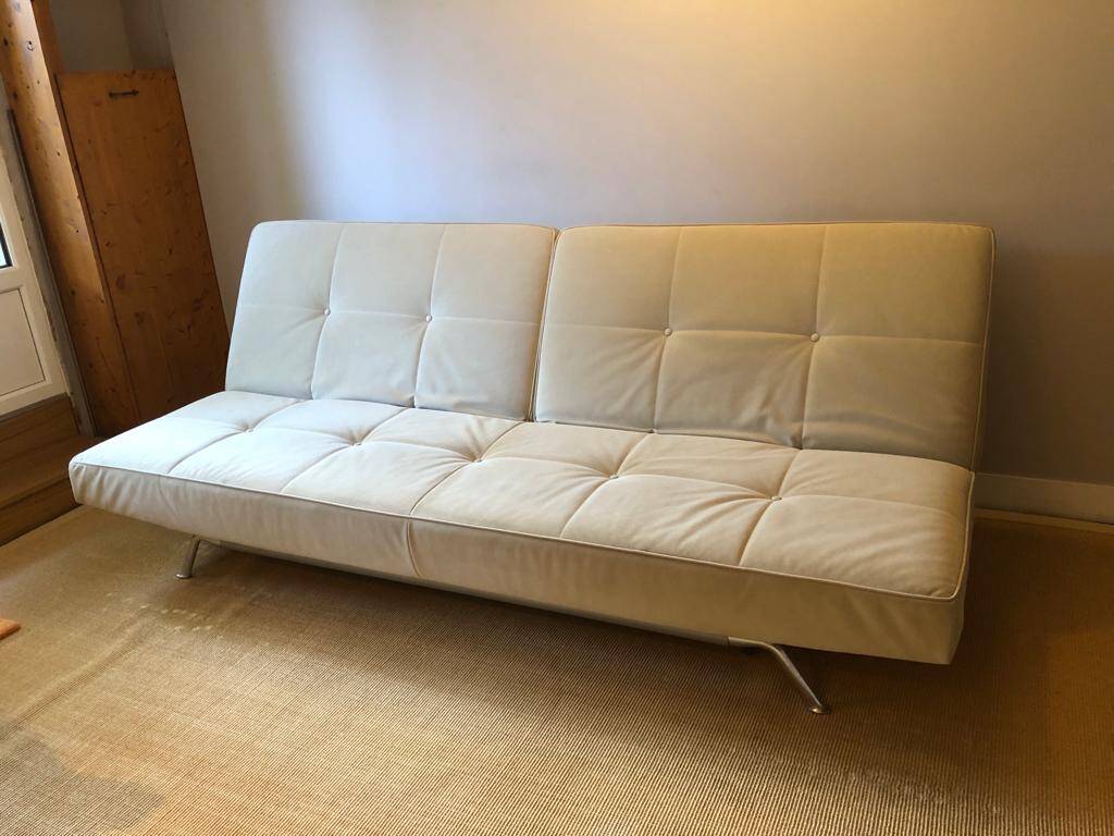 Cinna Smala 4 seater convertible sofa in beige alcantara