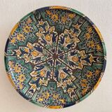 Morocco Ghotar Fez XVIIIth Polychrome earthenware blue, yellow, brown, green on a white background. 32.5 cm