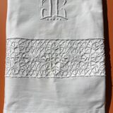 JC embroidered single sheet with crocheted lace