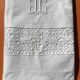 Drap 1 place brodé JC et dentelle crochetée