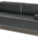Poltrona Frau Quadra 3-seater black leather sofa