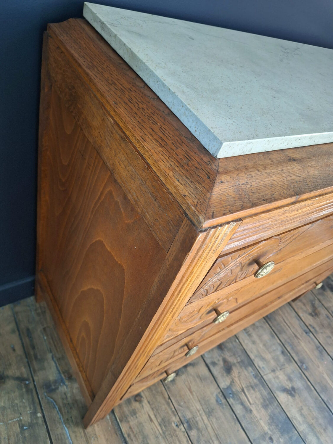 Art Deco commode, vintage antique piece with marble top.