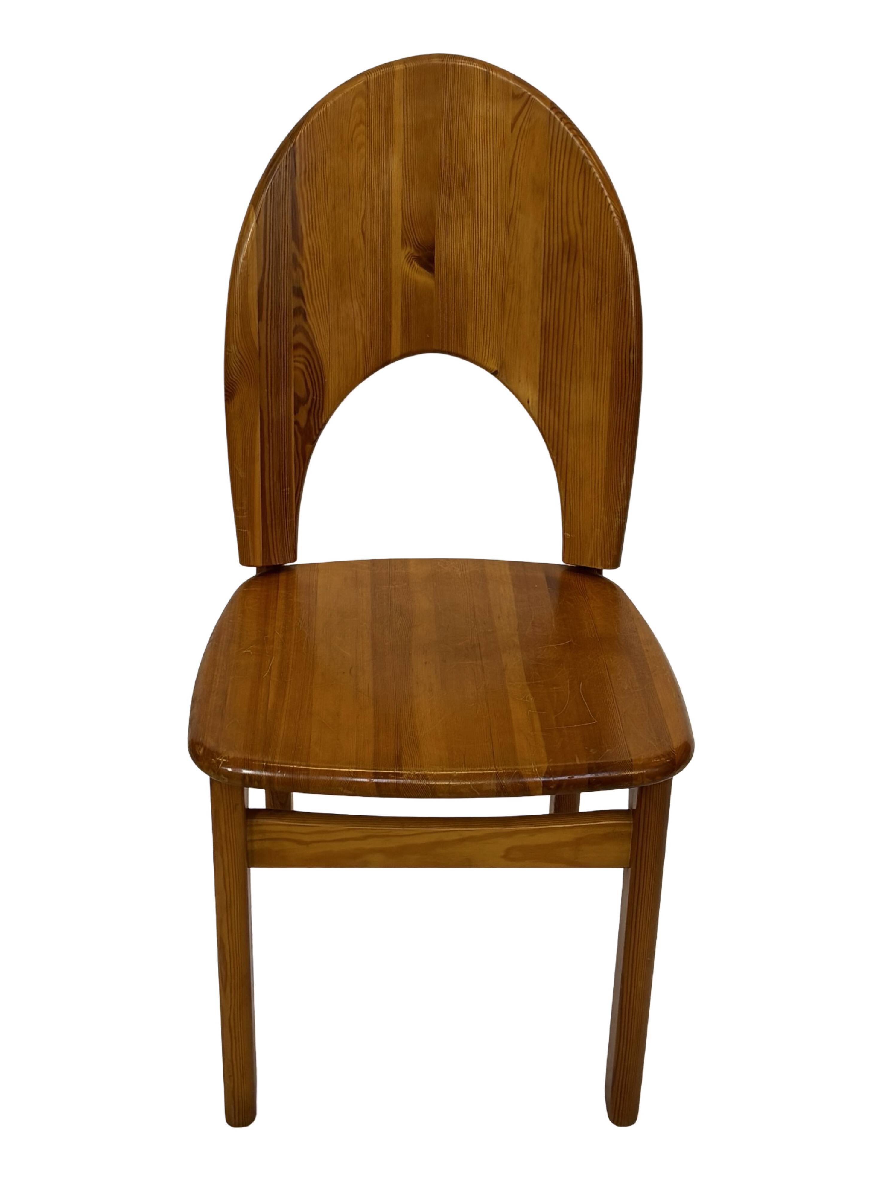 Vintage set of four pinewood chairs Rainer Daumiller minimalist design