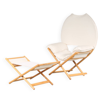 Chaise Vico Magistretti « Regina D'Africa » avec tabouret pour Alias, Italie 1970