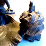 Double ink out 19th in tin signed J. GARNIER: The Cherub fisherman