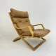 Vintage lounge chair cognac leather with webbing, 1970s