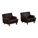 Pair of modern Danish lounge chairs in dark brown leather and rosewood, 1960s.