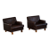 Pair of modern Danish lounge chairs in dark brown leather and rosewood, 1960s.