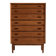Restored teak chest of drawers with seven drawers.