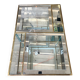 Table basse en cristal italien avec des détails en laiton et bar kart.