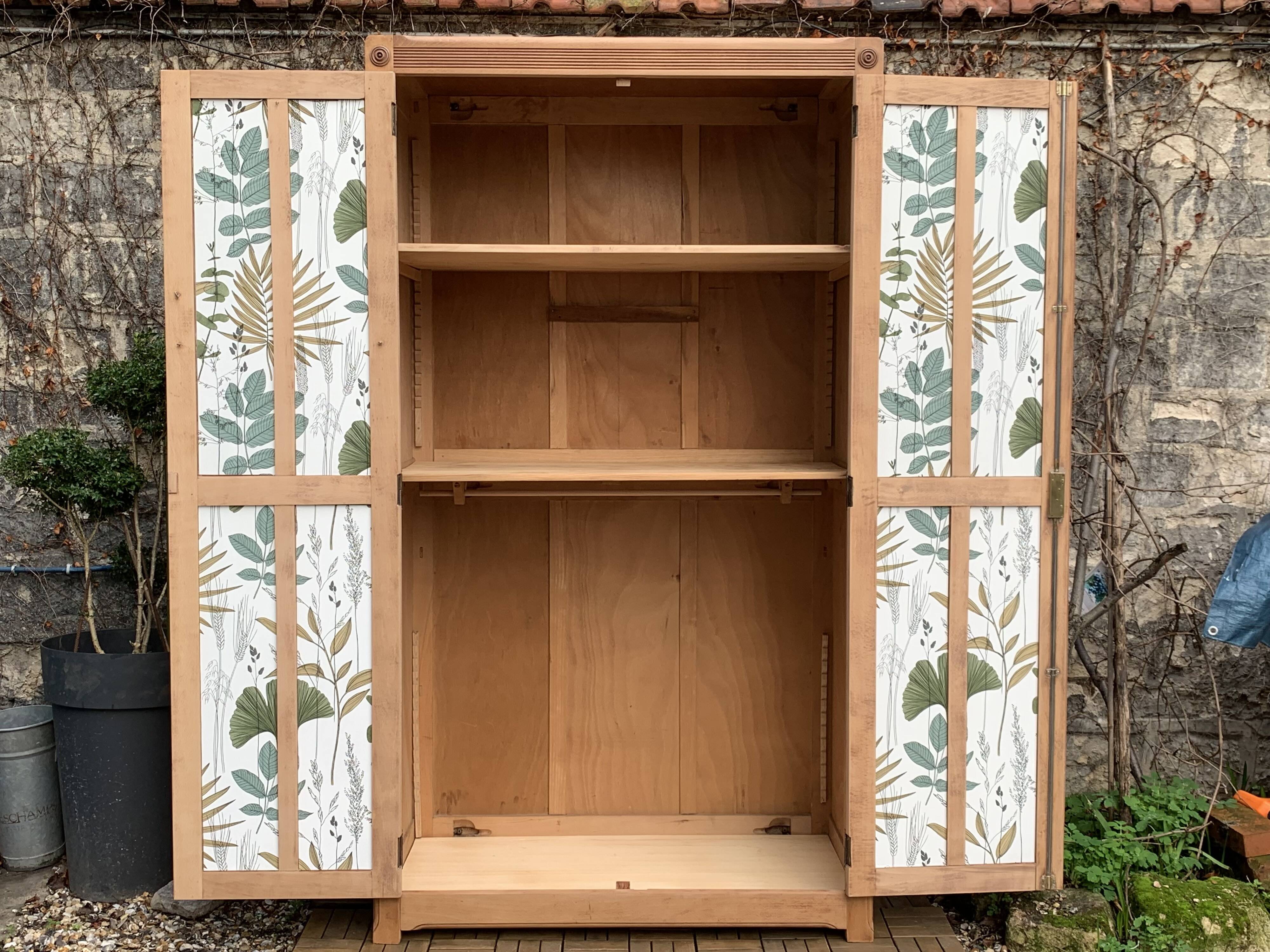Parisian paneled cabinet in raw wood, 1940
