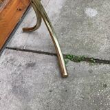 Brass and glass dining table, yellow finish, Hollywood Regency style (1970s)