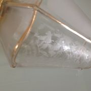 Lantern pendant four sides frosted glass and gold metal art deco / art nouveau