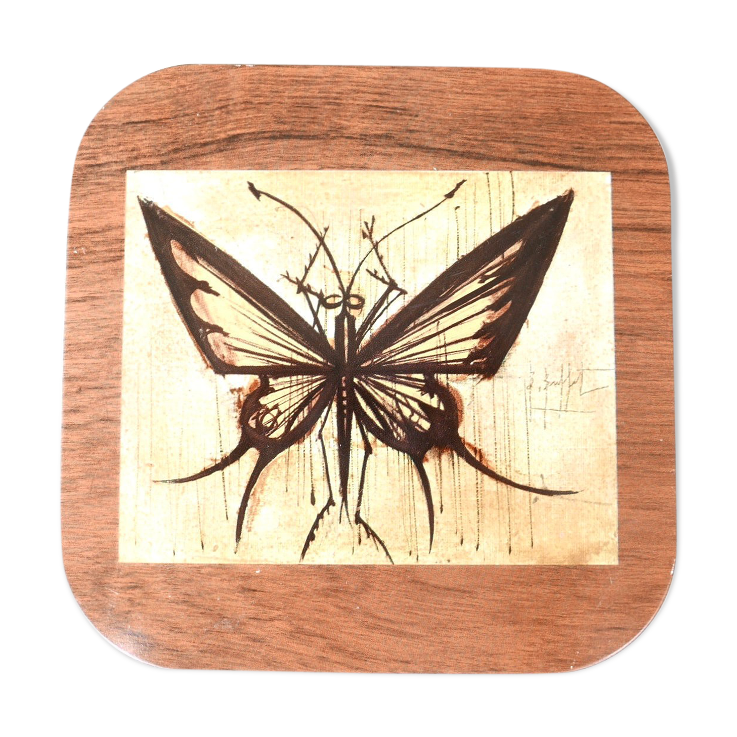 Dessous de plat en métal " papillon " de Bernard Buffet, années 70