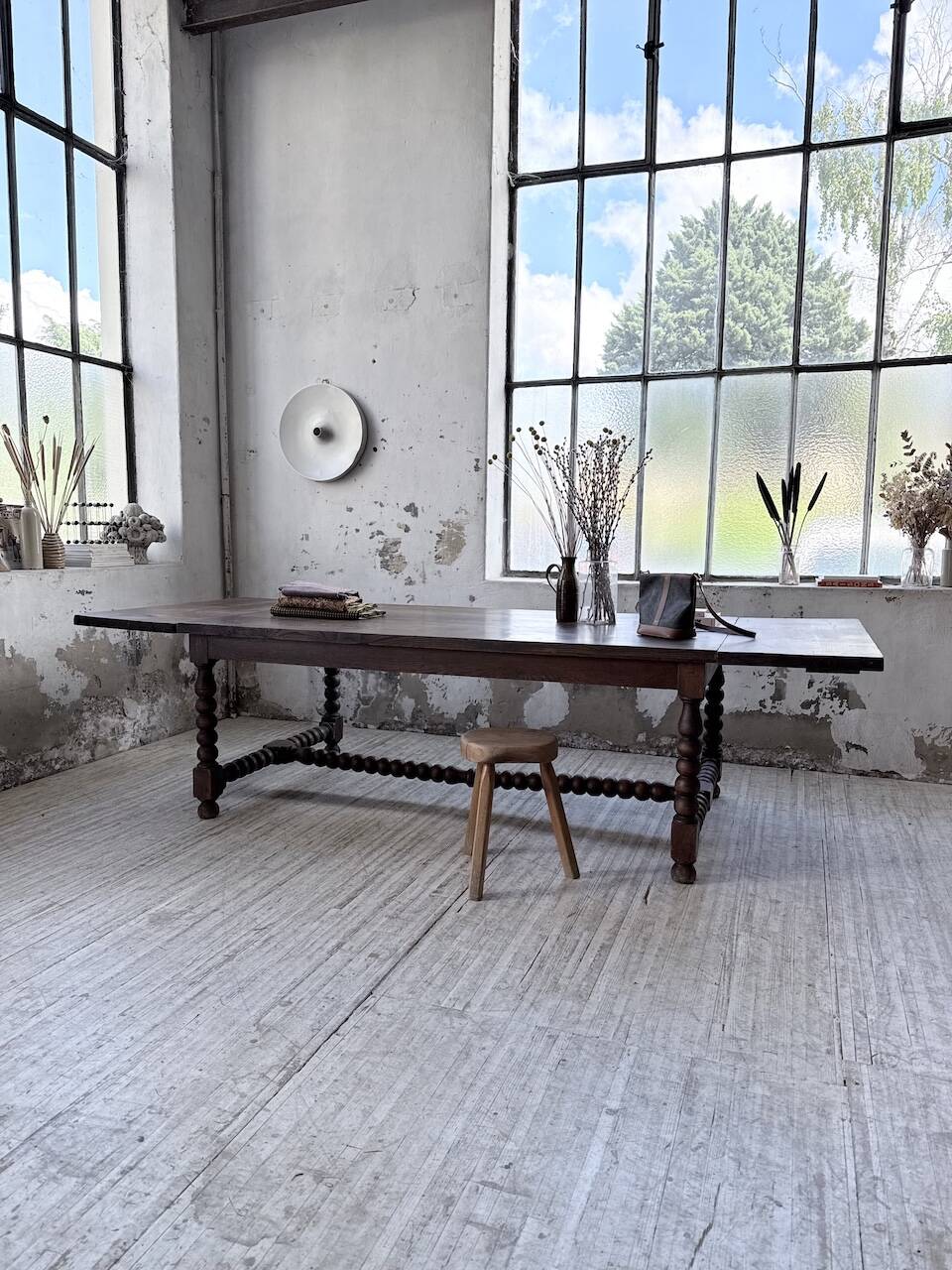 Solid oak table 1900 drapery style XL 280cm with extensions