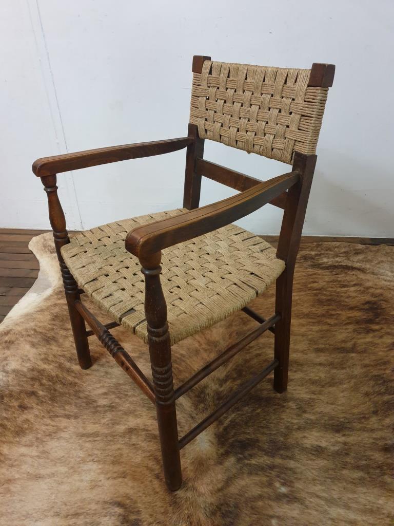 Wood armchair and braided rope