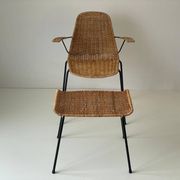 Wicker armchair and footrest, Germany, 1960s