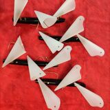Set of 4 vintage black white plexiglass cornets wall lights 1950/60