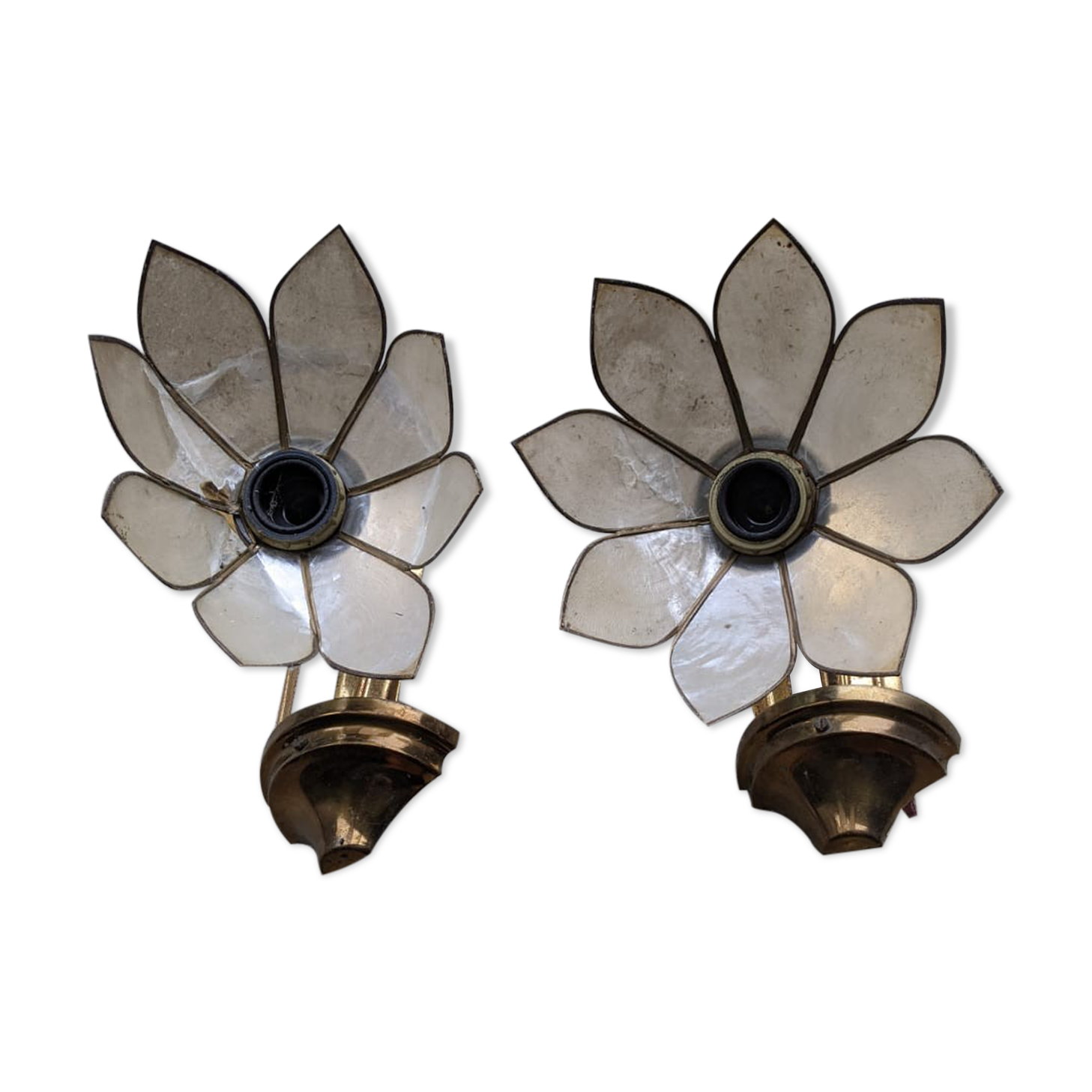 Paire d'appliques fleur en nacre