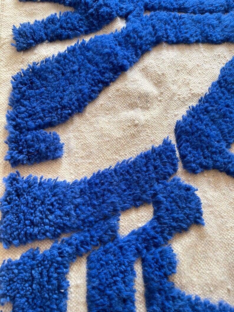 Traditional blue Beni Ourain artisan rug 140 x 260 cm
