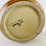 Vase soliflore in old stoneware flamed caramel color and honey of the Manufacture Denbac (signed and